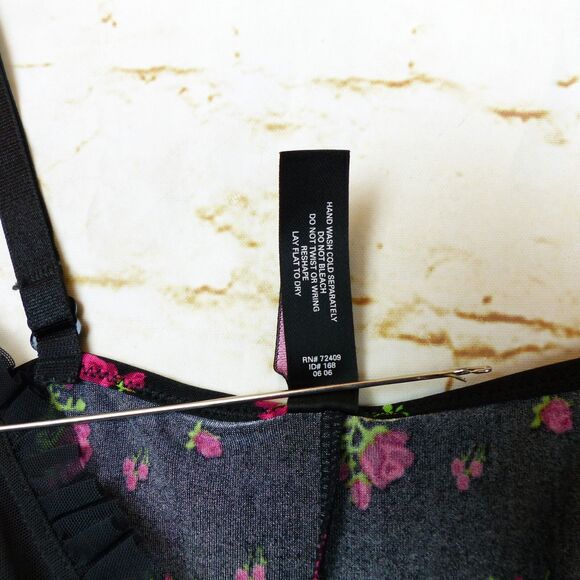 VTG Victorias Secret Slip Dress S Black Roses Ruffles Sexy Little Thing Y2K 90s - Picture 14 of 14